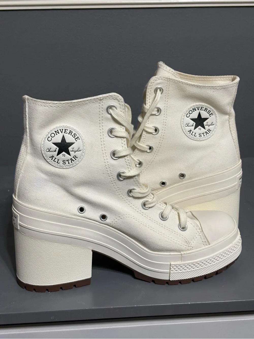 Converse Chuck 70 Deluxe Heeled Platform Sneaker Boots Egret White M8 W10 UK8
